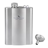 Boundless Voyage チタン スキットル ヒップフラスコ 180ml/240ml 漏斗付き スキットル おしゃれ 軽量 ヒップフラスコ ウイスキースキットル 携帯用ボトル ソロキャンプ バーベキュー アウトドア キャンプ用品 収納袋付き (240ml シルバー Ti3073D)