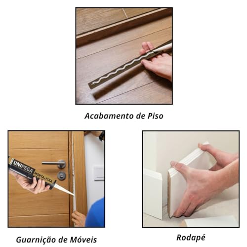 Kit Cola E Acabamento Rodapé De Poliestireno E Pvc Madeira Concreto Gesso Metal Cerâmica Ferro Pedra