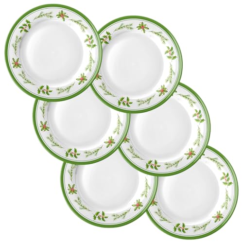 LOYIM 6 Pcs Christmas Melamine Plates Dinner Salad Plates Xmas Tree Dinnerware Xmas Wreath Dishes Holiday Tableware for Dessert Salad Appetizer Birthday Party(Christmas Wreath,10 Inches) LOYIM 6 Pcs Christmas Melamine Plates Dinner Salad Plates Xmas Tree Dinnerware Xmas Wreath Dishes Holiday Tableware for Dessert Salad Appetizer Birthday Party(Christmas Wreath,10 Inches)