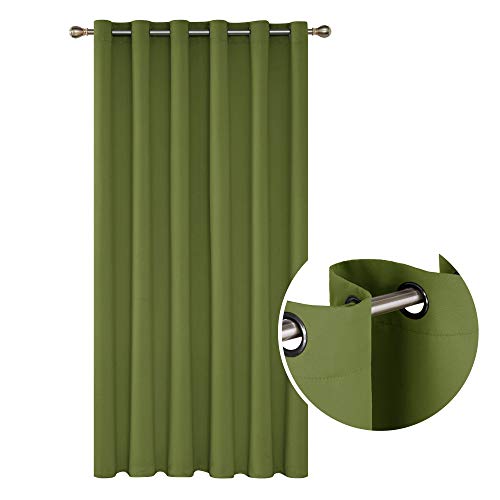 Image of Deconovo Blackout Light Blocking Divider Room Darkening Shades Thermal Insulated Patio Door Sliding Door Drape Nursery Curtains, 80x84, Grass Green (Blackout Curtains)