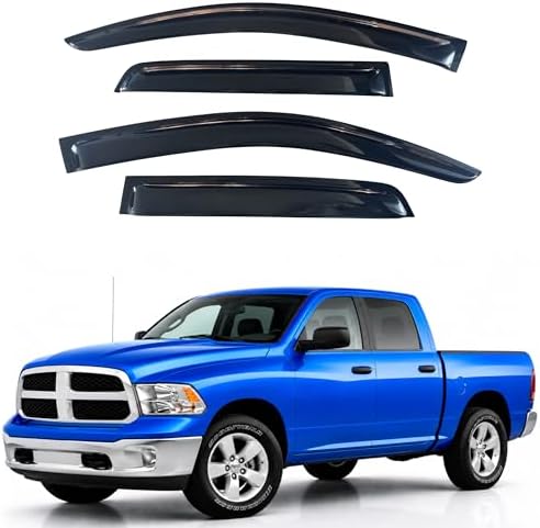 IG Window Visor Fit for 2009-2018 RAM 1500 Crew Cab, Out-Channel Rain Guards Vent Deflectors 4PC, Truck Accessories for 2019-2024 RAM 1500 Classic, 2010-2025 RAM 2500 3500 (Mega & Crew Cab)