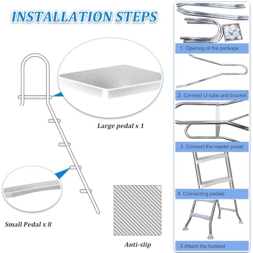 Escalera para piscina elevada con 4 escalones de acero inoxidable miniatura 3