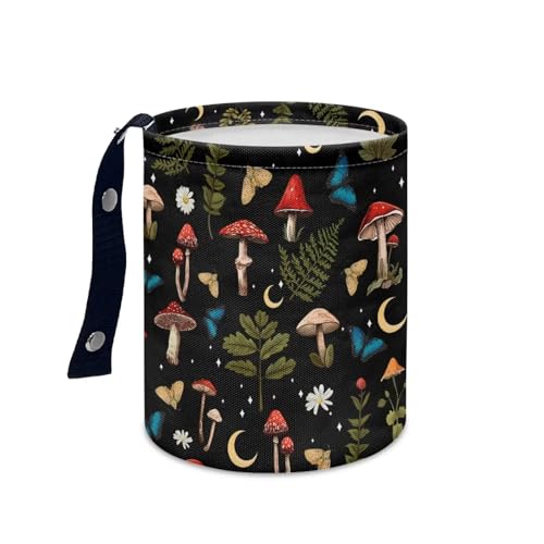 Image of Mushroom Butterfly Car Trash Can Car Accessories Interior Garbage Bin Hanging Portable Dustbin Bin Waste Basket Collapsible