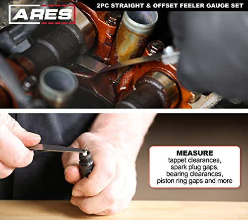 Ares 11043-2-Piece Straight Feeler Gauge & Offset Feeler Gauge Set - Straight Gauge Has 32 Dual-Marked Sae & Metric Sizes - Offset Has 16 Dual-Marked Sizes - Precisely Measure Mechanical Clearances #TOP4