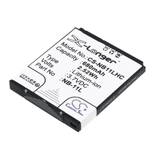 TECHTEK Batería 680mAh Compatible con [Canon] ELPH 110 HS, ELPH 340 HS, IXUS 125, IXUS 125 125HS, 127, 130, 132, 133, 135, 137, 140, 145, 147 FBA