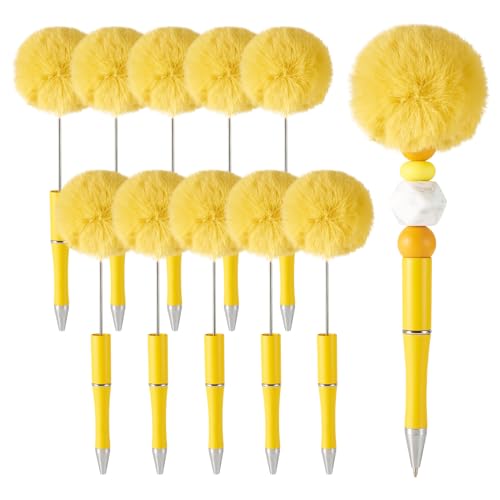 Stylos à bille pelucheux jaunes et noirs pour fournitures scolaires et bureau