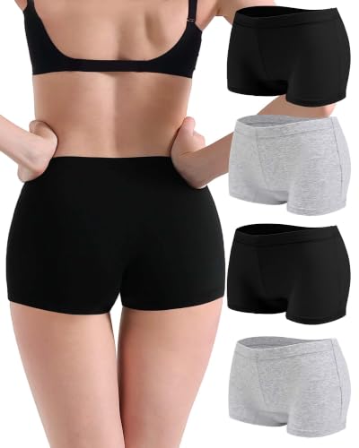 Image of Women's Boyshorts Underwear Cotton, Full Coverage Panties, Womens Boyshort Boxer Briefs Breathable for Women 4 Pack