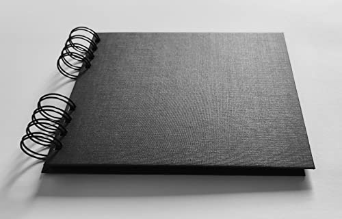 Álbum de fotos scrapbook Preto perolado texturizado 15,7x18,5cm Folhas Pretas presente namorados