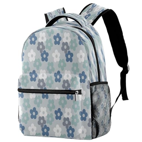 Sac à dos d'école adolescents filles garçons fleurs bleues 40cm