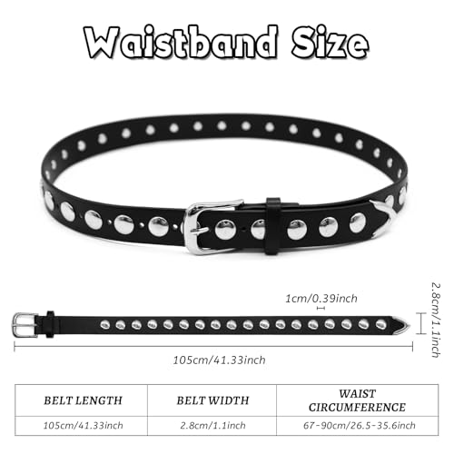 Long Keeper Women Leather Belt Vintage Punk Studded Belts for Pants Jeans Dresses Fashion Goth Ladies Vegan Leather Belt2