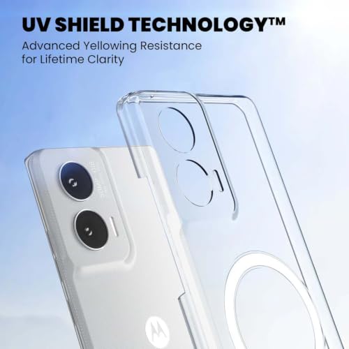 Image of DIZORO Crystal Clear Magnetic Compatible with Motorola Moto Edge 50 Fusion Back Cover case with Anti-Yellow (Compatible with Magsafe) Anti-Scratch | Shockproof Transparent Cover