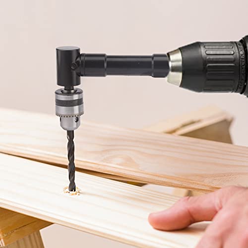 Right Angle Attachment 90 Degree Cordless Right Angle Drill Adapter Router Bit Extension Drilling Tool With 3/8" Keyed Chuck 8Mm Hex Shank(Black) #TOP5