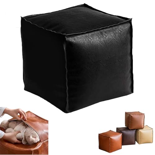 Sitzhocker mit Stauraum aus Leder Cube Polsterhocker Pouf-Hocker Nordischer Stil Fußhocker 40cm FußKissen Klappbare Fußbank Aufbewahrungsbox Für Wohn Und Schlafzimmer Deko, Nicht Gefüllt (Schwarz) Sitzhocker mit Stauraum aus Leder Cube Polsterhocker Pouf-Hocker Nordischer Stil Fußhocker 40cm FußKissen Klappbare Fußbank Aufbewahrungsbox Für Wohn Und Schlafzimmer Deko, Nicht Gefüllt (Schwarz)
