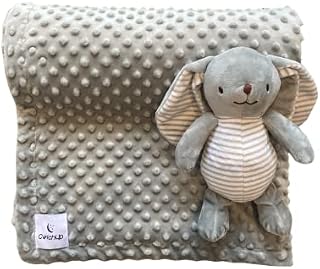 CwtchUp Baby Blanket for Newborn Boy, Girl, Unisex. Super Soft Nursery Waffle Blanket for with Cuddly Toy, New Baby Gift For Cot, Pram, Car,Grey