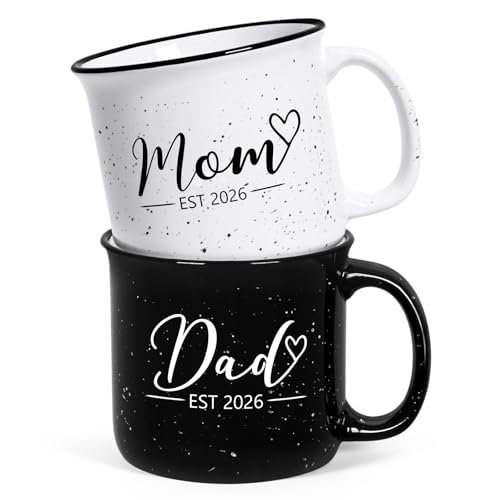 Maustic Mom and Dad Mugs, New Parents Gifts for Couples, New Mom and Dad Est 2026 Gifts...