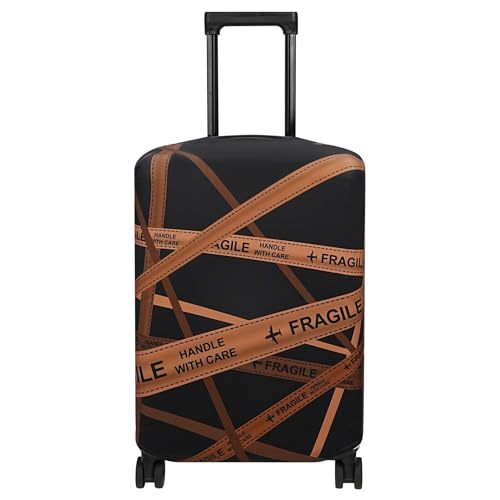 Explore Land Travel Luggage Cover Suitcase Protector Fits 18-22 Inch Case (Gold Fragile, S)