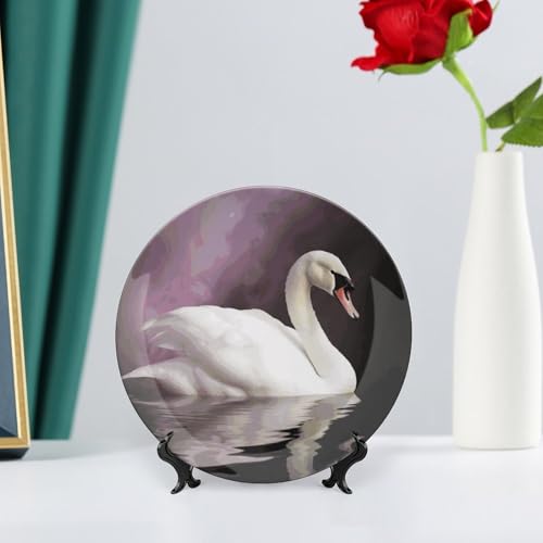 Plato decorativo de cerámica Bone China White Swan 7 pulg miniatura 6