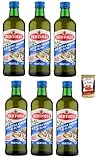Bertolli Gentile, Olio Extra Vergine di Oliva, kalt extrahiert – 6×1 L Vorratspack, erste Güteklasse, mild & ausgewogen | italienische Qualität + Italian Gourmet polpa