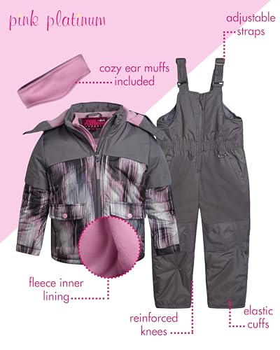 Image of Pink Platinum Girls Snowsuits - 2 Piece Waterproof Toddler Winter Jacket and Ski Pants - Winter Clothes for Girls (2T-16)