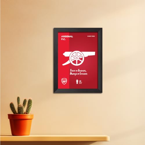 Image of TenorArts Arsenal Football Club Poster White Logo Laminated Photo Frame Painting with Matt Finish Black Textures(12 inches x 9inches)