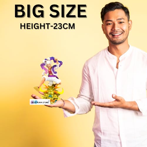 Image of Blue Aura Monkey D Luffy Gear 5 Action Figure Height-23cm Multicolour PVC | Luffy Bunny