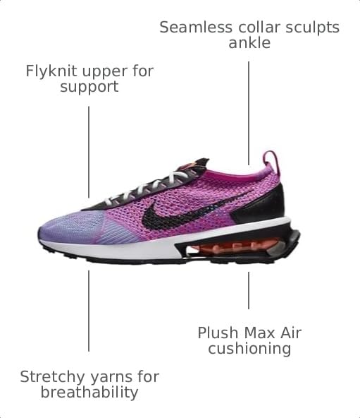 Image of Nike Air Max Flyknit Racer Next Nature Women's Shoes (FD0822-500, Fuchsia Dream /Baltic Blue /Vivid Orange /Black) Size 12
