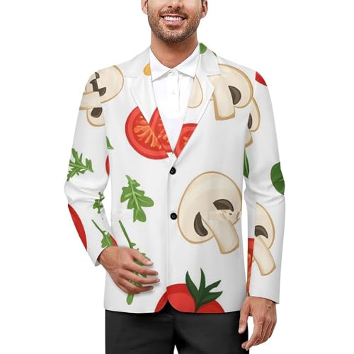 Tomatoes Mushrooms Classic Suits Blazer for Men Business Tuxedo Jacket Sport Coat Two Buttons