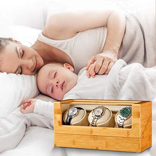 FENOKD Mechanical Watch Shaker Automatic Watch Winder,in Wood Shell and Leather Pillow Fiber Leather, Silent Motor and 5 Modes,