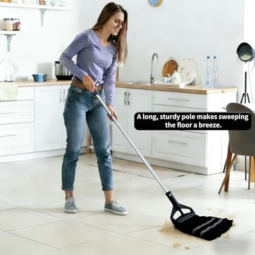 Image of 60 Inch Industrial Mop Handle 2 Pack, Heavy Duty Commercial Mop Stick, Aluminum Alloy Anti-Slip Replacement Mop Handle, Easy to Assemble Black Mop Pole for Home Commercial Industrial Cleaning (black)