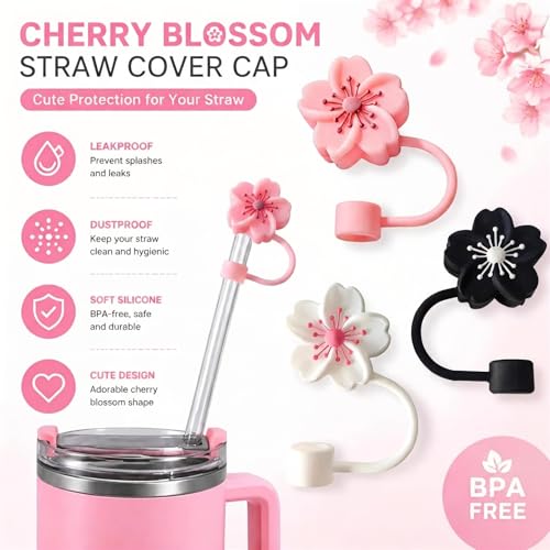 Image of BTYHAOS Straw Covers, Dust Proof Straw Toppers Fit Stanley 30 40oz Tumbler | Reusable Food-Grade Silicone Straw Covers Cap for Most 10mm Reusable Straw