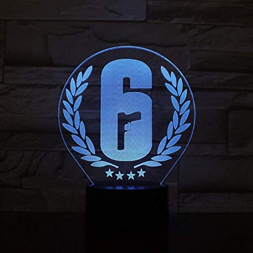 Rainbow Six Siege 3D LED-Nachtlicht-Berührungssensor 7 Farben Ändern des Kinder-Kindergeschenks FPS-Spieltisch Rainbow 6 Design Lamp-Touch