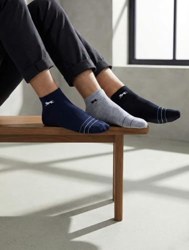 Image of Bindian Men and Women Ankle Length Socks, Multicolored with Striped Design, Breathable Base, Casual