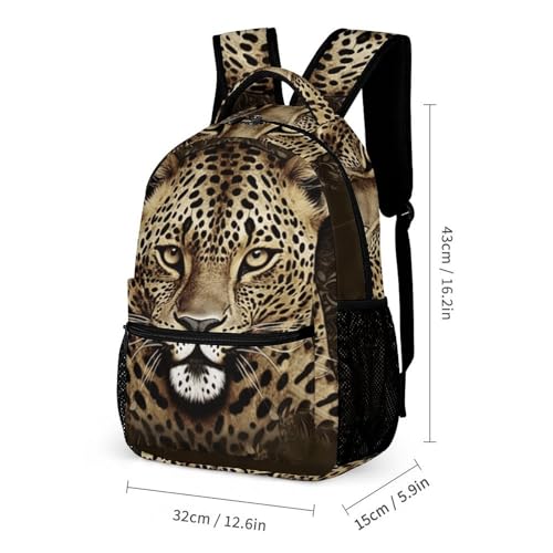 Patterned Leopard Head Backpack Set 3 Piece, Durable Backpack Insulated Lunch Bag Portable Pencil Case for Men Women2