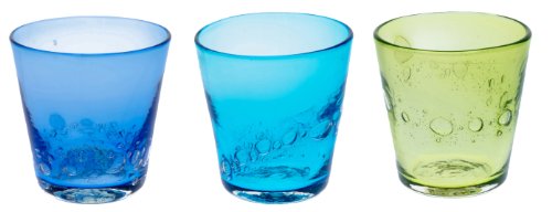 Set de 3 vasos Ocean Rock Glass azul, agua y verde