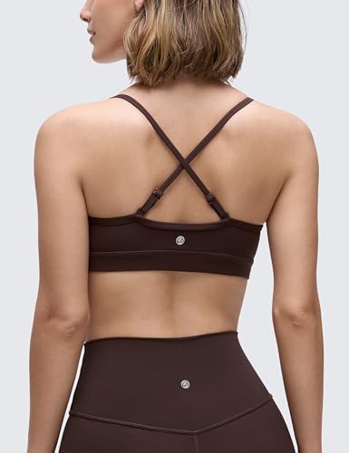 Image of CRZ YOGA Butterluxe V Neck Sports Bras | Light Support, Removable Pads, Yoga, Extremely Soft, Square Back, Adjustable Spaghetti Straps, for Women