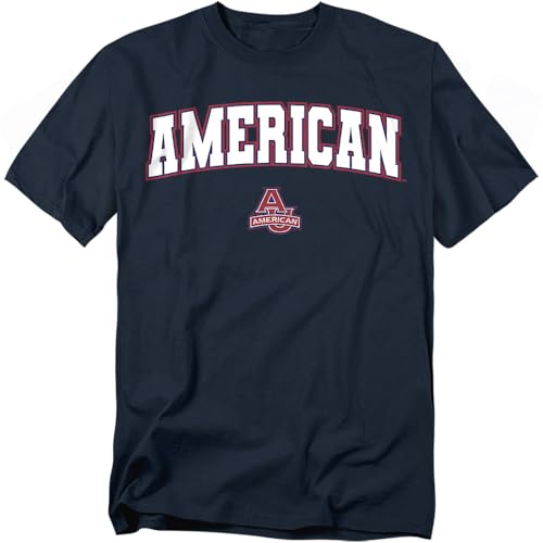LOGOVISION American University Arch Logo Unisex Adult T Shirt, Navy, Medium