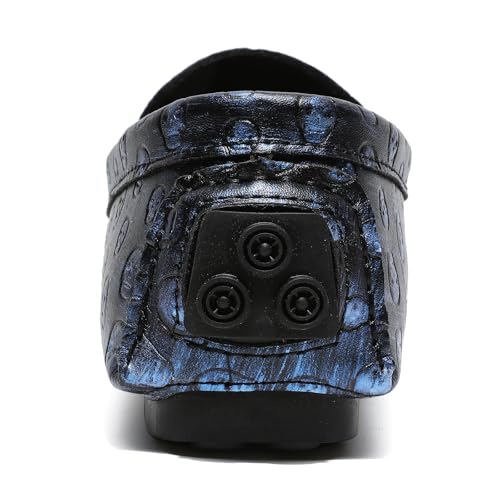 Men's Leather Driving Loafers Slip-on Moccasins with Skull Pattern Metal Buckle Outdoor Walking Penny Casual Shoes4