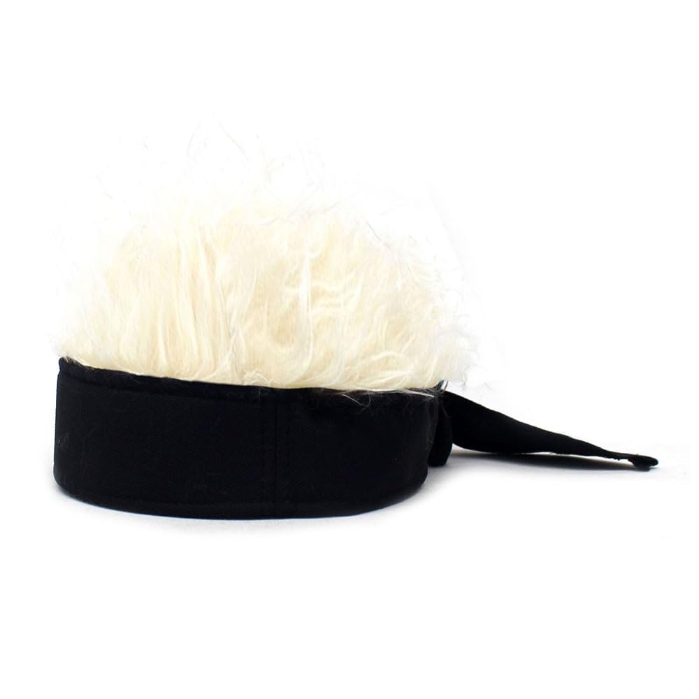 YEKEYI Halloween Novelty Hair Hats Spiked Funny Skull Hat Adjustable Wig Hat with Hair