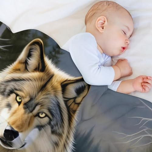 Couverture de lit animal loup en flannel doux pour canapé 130x150cm - 4