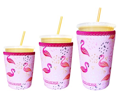 Image of 3-Pack Iced Coffee Sleeve SET OF 3 - Pink Flamingos