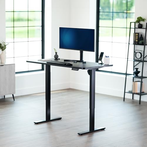 Image of VIVO Black 55 x 28 in Standing Desk, DESK-KIT-1B55B | Electric, Holds 220 lbs, Sit Stand, Height Adjustable, Solid One-Piece Table Top, Memory Presets, 1B Series, Black Frame