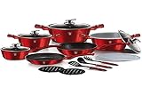 Berlinger Haus Metallic Line Burgundy Edition - Batería de cocina (18 piezas)