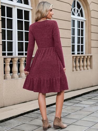 Berydress Fall Sweater Dresses for Women 2025 Long Sleeve Crewneck Flowy Babydoll Winter Casual Midi Dress with Pockets2