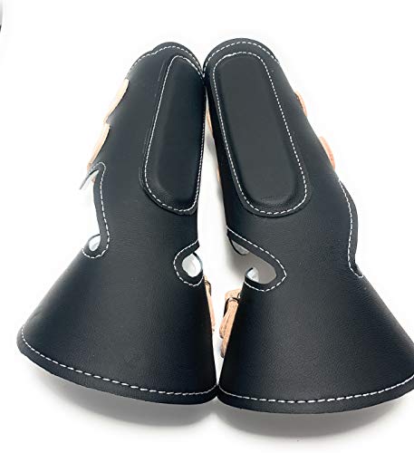 Canilleras para Caballo, Charro Saddle Horse Front Leg Protectors (Black)