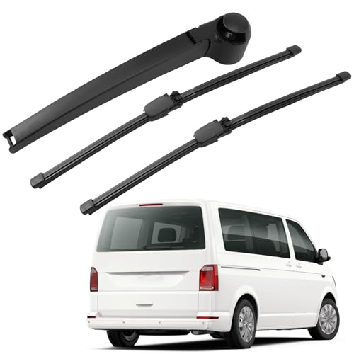 Juego de Limpiaparabrisas Ventana Trasero Compatible para VW T5 Caddy 2003-2019 Caravelle Transporter | 2 Piezas Limpiaparabrisas Trasero de Coche y 1 Piezas Brazos de Limpiaparabrisas Reemplazar