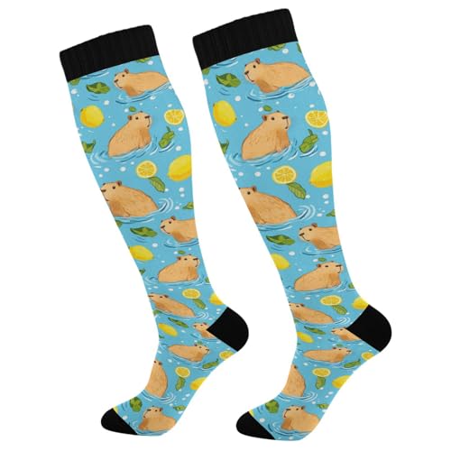Image of Wusikd Heartbeat Symbol Compression Socks for Women and Men Circulation Black Long Socks for Athletic Running 1