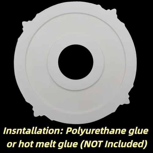 Image of PU Ceiling Medallion 2Pcs, 13.1 x 3.4 Inches, White | Whole Circle, Fits 3.4 Inch Canopy, European Vintage Carving, Decor For Chandeliers & Ceiling Fans, Lightweight PU Foam