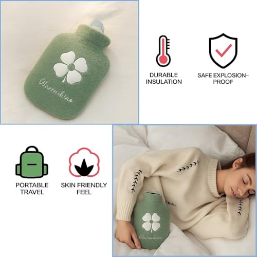 Image of Nuvex Hot Water Bottle with Plush Fur Cover 1 Litre Leakproof Rubber Bag for Period Cramps, Back Pain & Muscle Relief Reusable Heating Pad for Bed & Winter Comfort Hot & Cold Compress for Injury & Swelling Relief