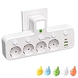 【VEILLEUSE INTÉGRÉE DOUCE】 Cette multiprise murale dispose d'une veilleuse pratique à lumière douce avec son propre interrupteur, un atout supplémentaire pour ce modèle de multiprise 4 prises à prise plate discrète. Elle fournit juste assez de lumière pour vous guider dans l'obscurité sans perturber votre sommeil, ce qui la rend idéale pour les chambres à coucher.