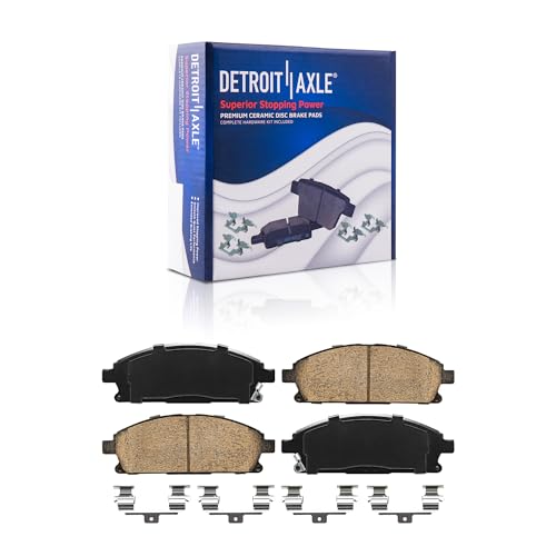 Image of Detroit Axle - Brake Kit for 03-06 MDX Drilled & Slotted Brakes Rotors Ceramic Brake Pads 2003 2004 2005 2006 Replacement: 11.81 inch inch Front and 12.32'' inch Rear Rotors
